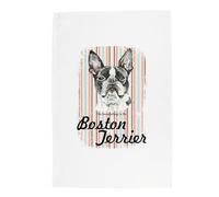 Purely Home Boston Terrier Tea Towel - This House Belongs to the Dog - Panama Cotton Kitchen Dish Towel/Drying Cloth - 67cm x 45cm - Gift for Dog Lovers