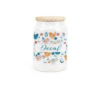 Purely Home Botanical Chickens Ceramic Decaf Canister - Hens & Flowers Artwork Kitchen Storage Container & Wooden Lid 600Ml (14.5Cm X 9.5Cm)