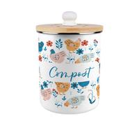 Purely Home Botanical Chickens Compost Caddy - Metal 2L Decorative Kitchen Food Waste Bin