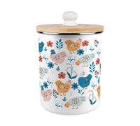 Purely Home Botanical Chickens Food Waste Caddy - Metal 2L Decorative Kitchen Compost Bin