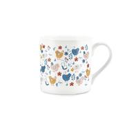 Purely Home Botanical Chickens Mug - Farm Birds & Flowers Bone China White Mug - Tea/Coffee Gift for Bird Lovers