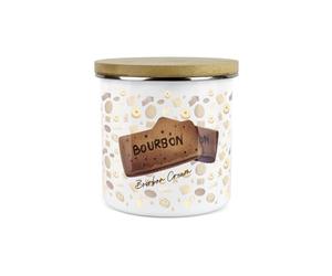 Purely Home Bourbon Biscuit Storage Canister - Novelty Cookie Jar Enamel Kitchen Storage Tin - Food Gifts