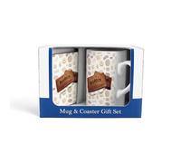 Purely Home Bourbon Mug & Coaster Gift Set - Novelty Gifts for Foodies - Tea/Coffee Ceramic Mug & Cork Coaster Set