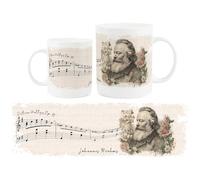 Purely Home Brahms Coffee Mug - Classical Music Composer Portraits, 400ml Bone China Cup Gifts for Music Lovers