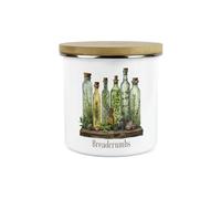 Purely Home Breadcrumbs Storage Canister - Green Herb Oils 1.2L Enamel Food/Ingredients Storage Container - Mystical Apothecary Kitchen Gifts