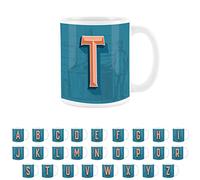 Purely Home Brewery Alphabet Letter T Mug - White Coffee Tea Present Personalised Initial Gift