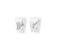 Purely Home Bride & Groom Egg Cup/Shot Glass Set - Mr & Mrs Wedding Presents - Pack of 2 Ceramic Egg Cups/Holders Kitchenware/Shot Glasses Drinkware Boxed Gift