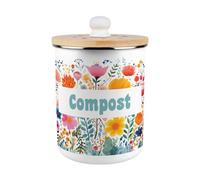 Purely Home Bright Floral Food Waste Bin - Metal 2L Decorative Kitchen Compost Caddy