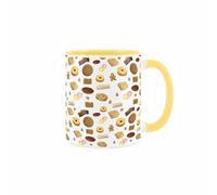 Purely Home British Biscuits Ceramic Mug - Novelty Cookie Print - Tea Coffee Gift/Present Yellow Mug