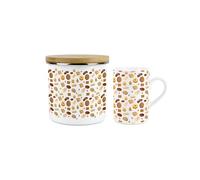 Purely Home British Biscuits Mug & Canister Gift Set - Novelty Gifts for Foodies - Ceramic Mug & Enamel Biscuit Tin/Cookie Jar Present