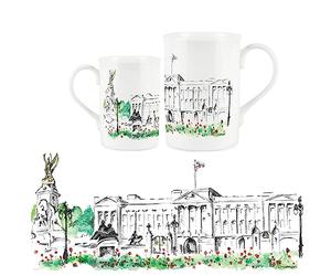 Purely Home British Landscapes Range - Buckingham Palace Design Mug By Rhiannon Chauncey - Fine Bone China Mug Coffee/Tea Gift