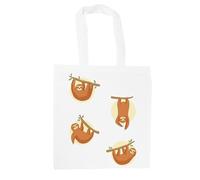 Purely Home Brown Sloths Tote Bag - Animals Zoology Themed Gift/Present - White Shopping Bag Present for Her