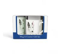 Purely Home Bull Terrier Mug & Coaster Gift Set - Lifes Better With A Bull Terrier - Bone China Mug And Glass Coaster Set