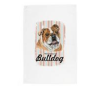Purely Home Bulldog Tea Towel - Novelty Dog Themed Gift Kitchen Linen/dish Cloth