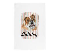 Purely Home Bulldog Tea Towel - This House Belongs to the Dog - Panama Cotton Kitchen Dish Towel/Drying Cloth - 67cm x 45cm - Gift for Dog Lovers