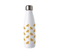 Purely Home Bulldog Water Bottle - Yellow Reusable Double Walled 500Ml Hot/cold Metal Drinks Bottle Dog Gifts