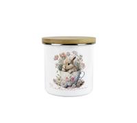 Purely Home Bunny Rabbit Marshmallows Canister - Teacup Bunny Medium Metal/enamel Kitchen Food Storage Container Gift