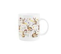 Purely Home Bunny Rabbit Mug - Wild Meadow Countryside Animal Gift/Present - Tea/Coffee White Bone China Mug