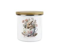 Purely Home Bunny Rabbit Small Biscuits Storage Canister - Teacup Bunny Cute Kitchen Decor - 1.2L Enamel Snacks/food Storage Container