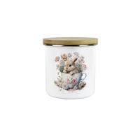 Purely Home Bunny Rabbit Tea Canister - Teacup Bunny Medium Metal/enamel Hot Drinks Kitchen Storage Container Gift