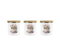 Purely Home Bunny Rabbit Tea Coffee Sugar Canister Set - Teacup Bunny Medium Metal/enamel Hot Drinks Kitchen Container Gift Set Of 3