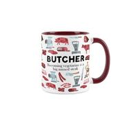 Purely Home Butcher Mug - Humourous Trades Funny Novelty Gift - Tea/coffee Hot Drinks Maroon Ceramic Cup Present For Butchers