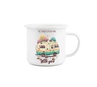 Purely Home Campervan Enamel Mug - 'all I Need Is To Be Here With You' Novelty Durable Hot Drinks Outdoor Cup For Travel, Picnics, & Hiking