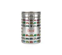 Purely Home Campervans Decaf Canister - Gifts For Campervan Owners - Silver Metal Clip Lid Kitchen Storage Container 600Ml (14Cm X 8.5Cm)