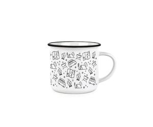 Purely Home Camping Mug - Tent Forest Campervan Outdoor Gift Enamel-Look Mug Present - Tea Coffee Hot Drinks Ceramic Cup