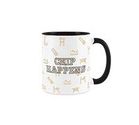 Purely Home Carpenter Mug 'Chip Happens' - Fun White & Black Coffee/Tea Present Gift