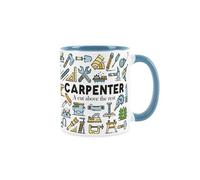 Purely Home Carpenter Mug - Humorous Woodwork & Carpentry Themed Novelty Job Gifts - Tea/coffee Hot Drinks Light Blue Ceramic Cup Present