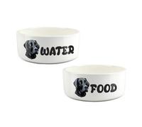 Purely Home Cartoon Black Labrador Food & Water Bowl Set