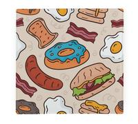 Purely Home Cartoon Breakfast Large Square Worktop Protector - Smooth Glass Chopping Board