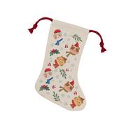 Purely Home Cartoon Cats Christmas Stocking - Novelty Xmas Gift For Cat Lovers Linen-Style Decor With Red Drawstring Ties