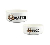 Purely Home Cartoon Cockapoo Food & Water Bowl Set