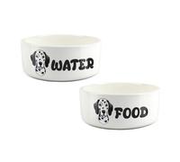 Purely Home Cartoon Dalmatian Food & Water Bowl Set