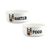 Purely Home Cartoon German Shepherd Food & Water Bowl Set