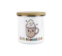 Purely Home Cartoon Hot Chocolate Storage Canister - Cute Doodles & Sprinkles Enamel Large Storage Container Gift