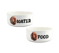 Purely Home Cartoon Irish Setter Food & Water Bowl Set