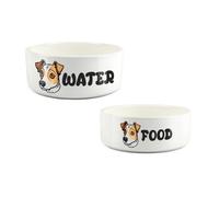 Purely Home Cartoon Jack Russell Food & Water Bowl Set