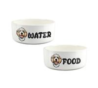 Purely Home Cartoon Labradoodle Food & Water Bowl Set