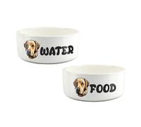 Purely Home Cartoon Labrador Food & Water Bowl Set