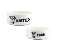 Purely Home Cartoon Miniature Schnauzer Food & Water Bowl Set