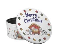 Purely Home Cartoon Nativity Large Cake Tin - Traditional Xmas Religious Kitchen Bakeware Gifts - Round Metal Storage Container for Baking 23 x 10cm