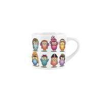 Purely Home Cartoon Owls Kids Mug - Colourful Novelty Children's Gift - Hot Drinks Small Ceramic Cup