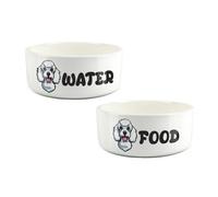 Purely Home Cartoon Poodle Food & Water Bowl Set