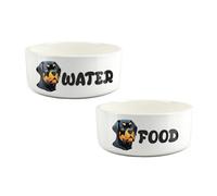 Purely Home Cartoon Rottweiler Food & Water Bowl Set