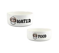 Purely Home Cartoon Shih-Tzu Food & Water Bowl Set