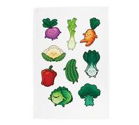 Purely Home Cartoon Vegetables Tea Towel - Kawaii Food Themed Gifts - Multicoloured Panama Cotton Kitchen Dish Towel/Drying Cloth - 67cm x 45cm