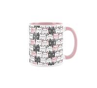 Purely Home Cat Mug Cats Lover Tabby Black Cat - Feline Pink and White Owner Gift - Secret Santa